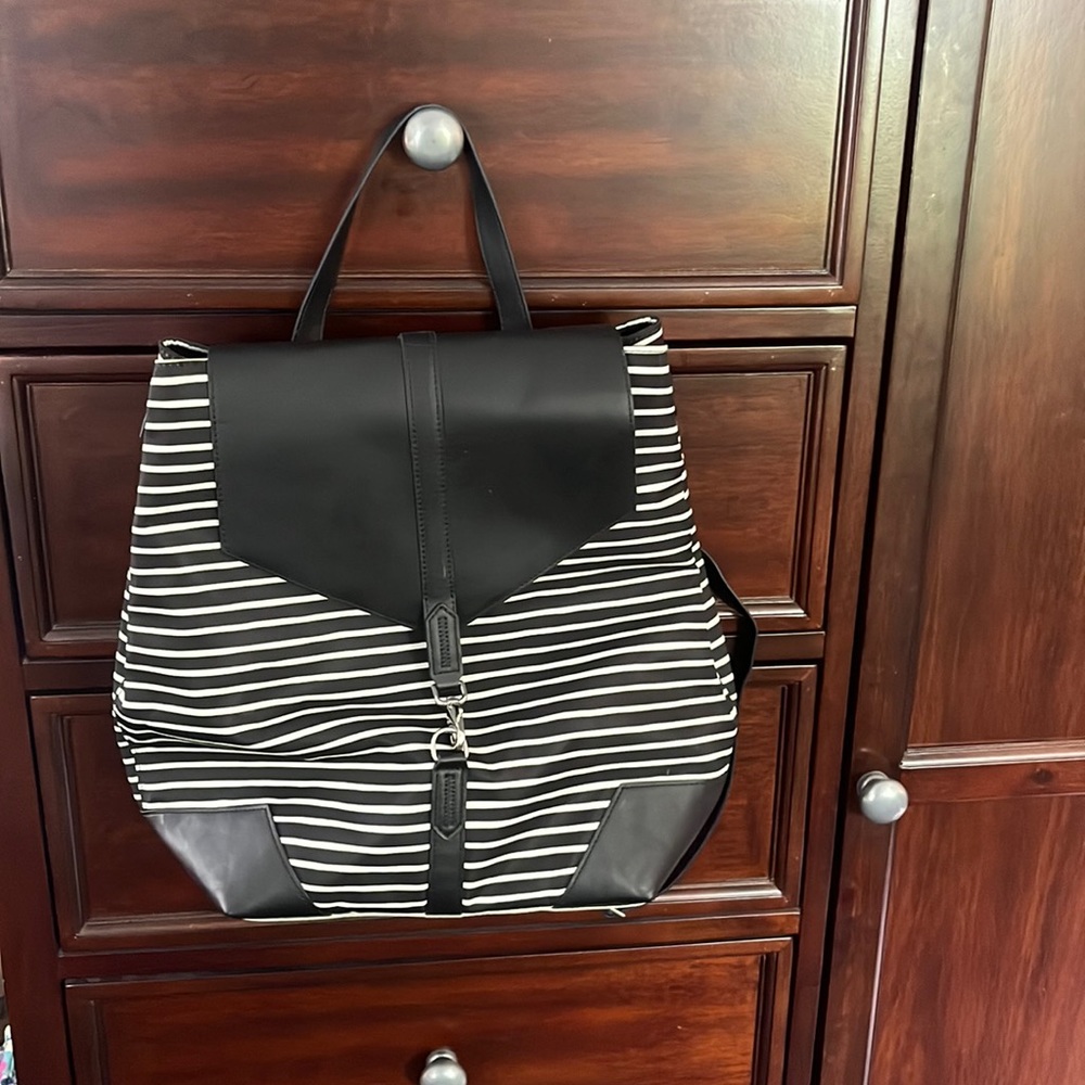 Stella and Dot black and white stripped back pack